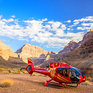 Helicopter tour landing from Las Vegas, Nevada