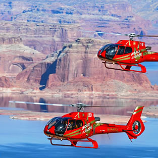 Helicopters over Lake Powell, Arizona