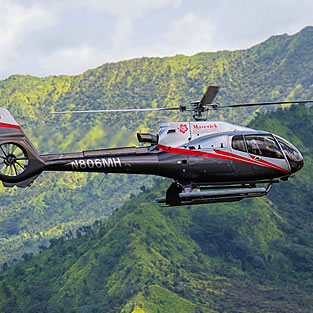 Helicopter flight over Kauai
